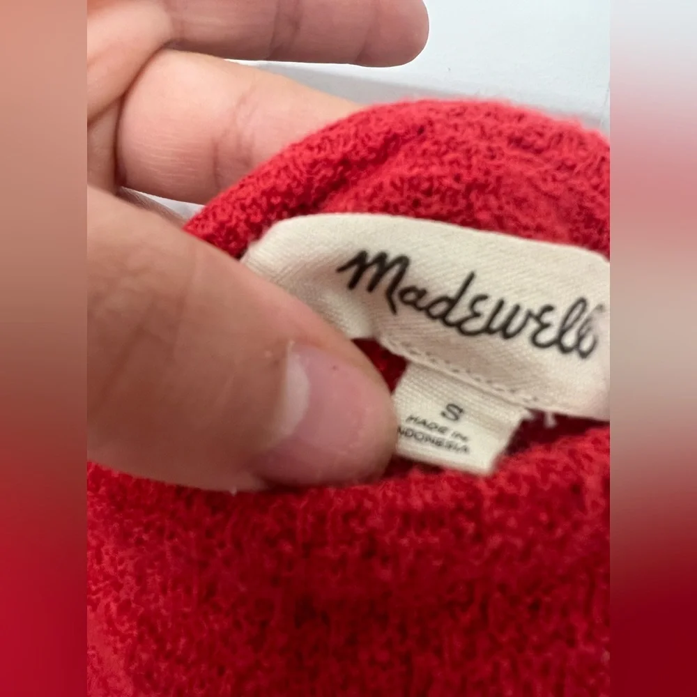 Madewell Red Dot Puff Sleeve Textured Blouse - Picture 4 of 6